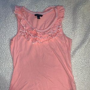 TOMMY HILFIGER | Peach & White Ruffled Tank Top